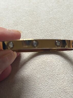 Gold Crystal Accent Bangle Bracelet - Women